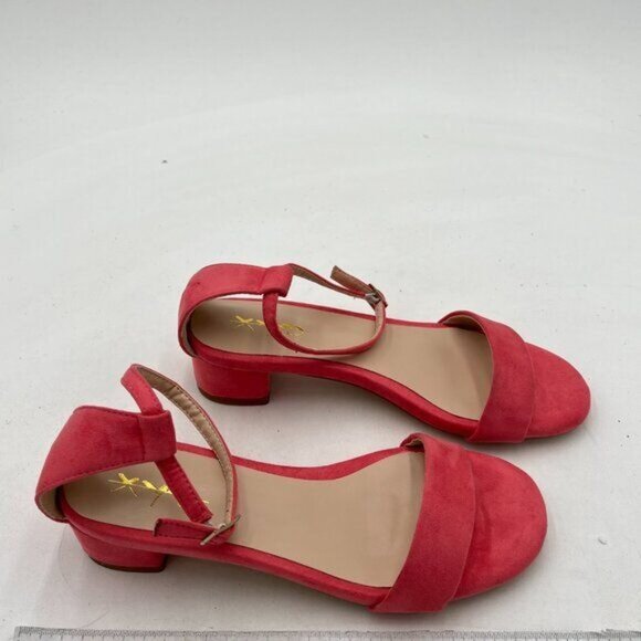 XYD Pink Open Toe Ankle Strap Buckled Low Chunky Heel Sandal - Picture 4 of 8